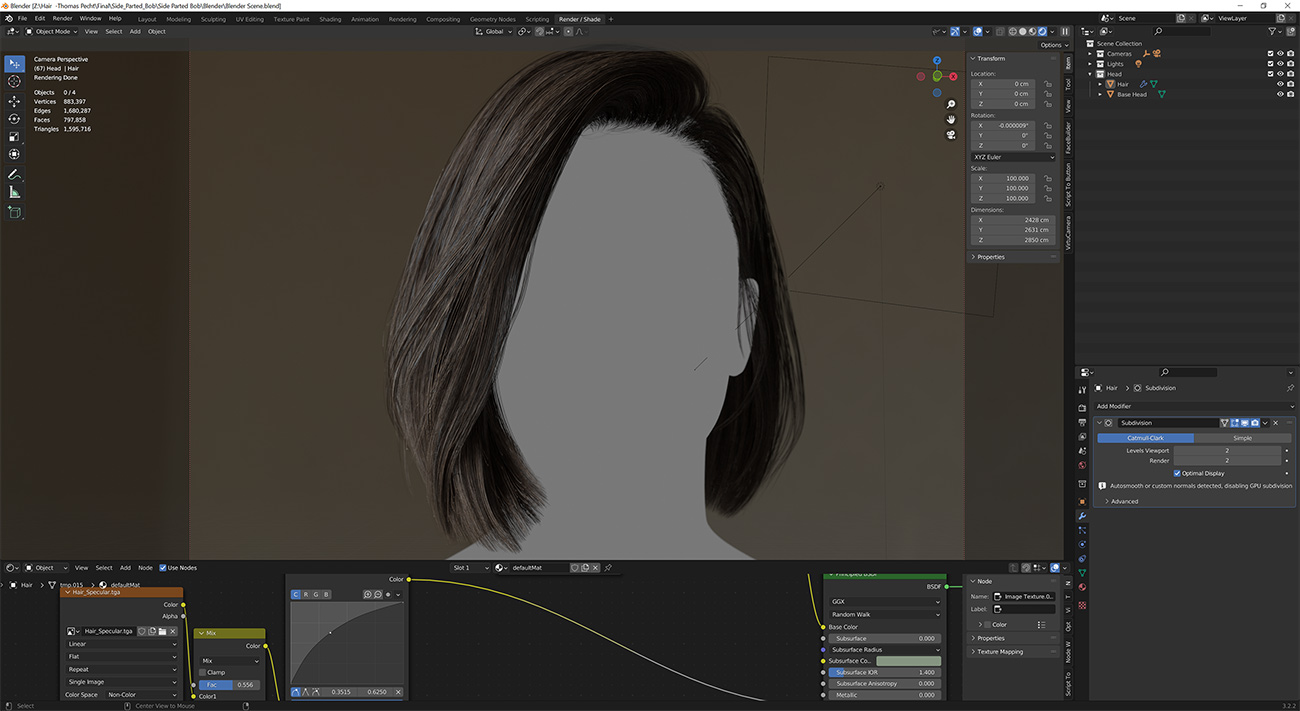 Realistic hair for blender